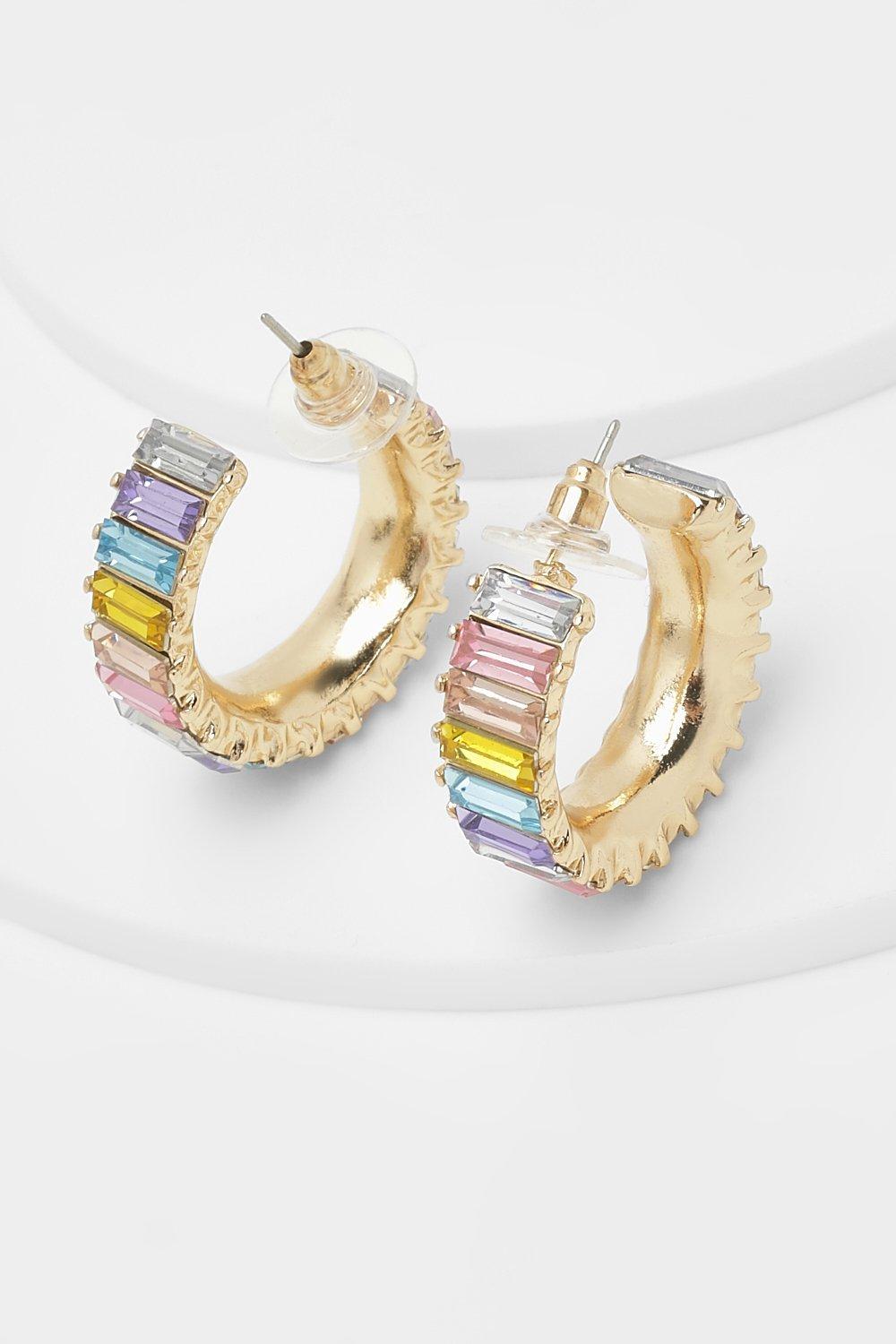 Rainbow 2025 baguette hoops